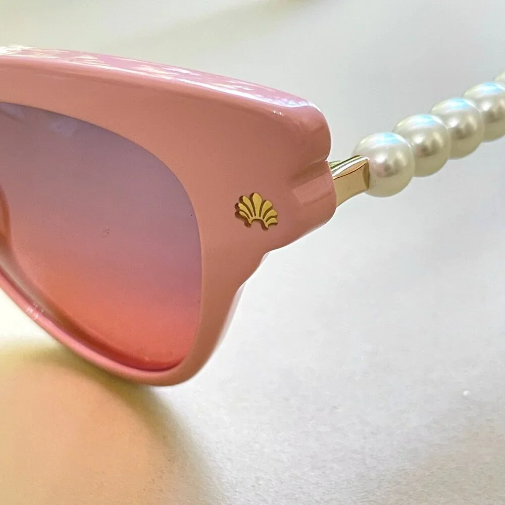 Lele Sadoughi Chelsea Sunglasses Blush Pink Pearl Cateye Hard To Find HTF